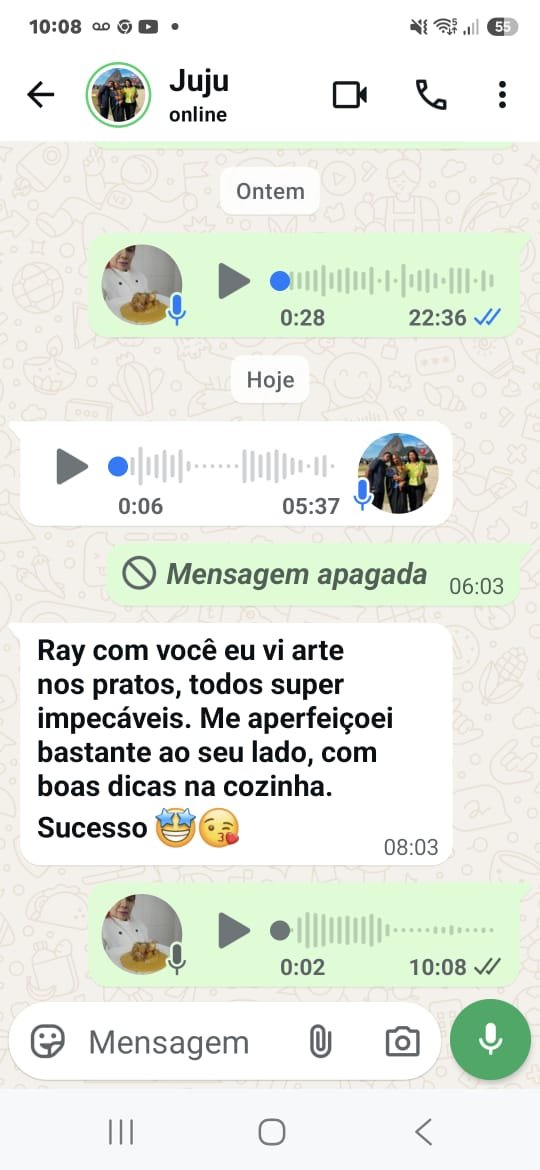 Feedback de Juliana sobre a experiência gastronômica